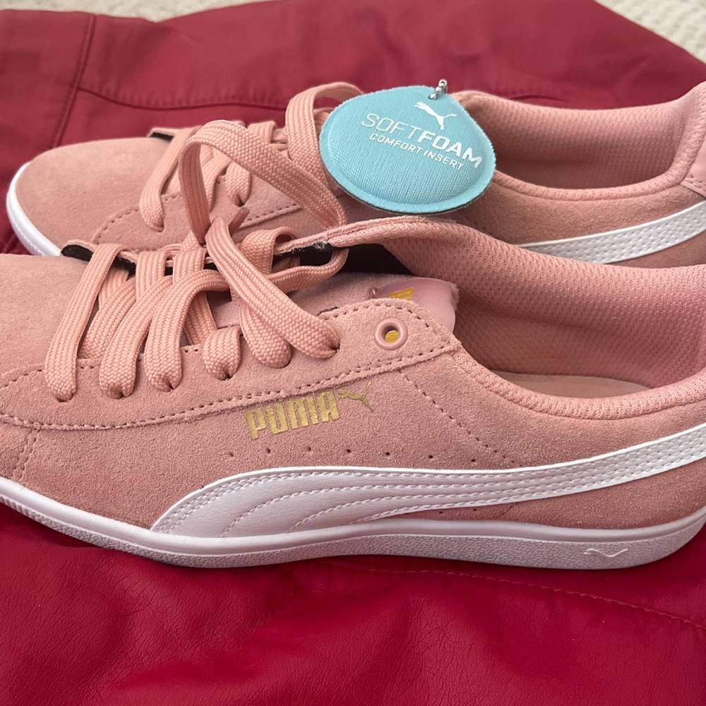 Puma pink classic low suede sneakers